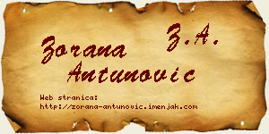 Zorana Antunović vizit kartica